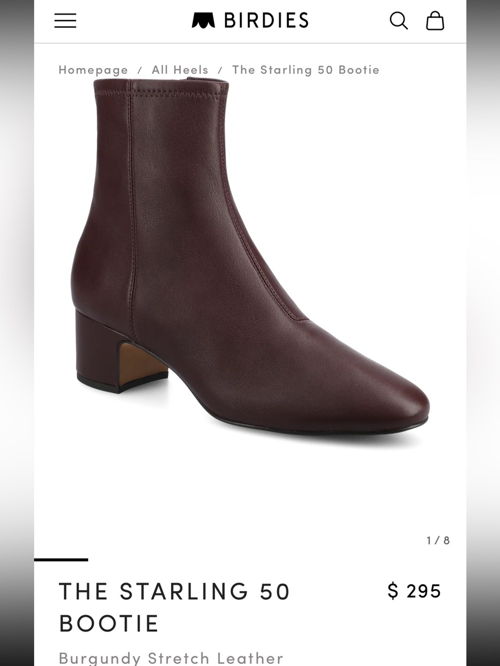 Birdies Burgundy Leather Pointed Ankle Booties